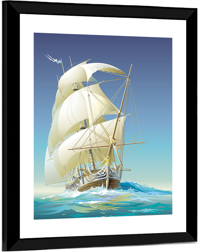 Gilded Figurehead Sailing Ship Wall Art as a framed print