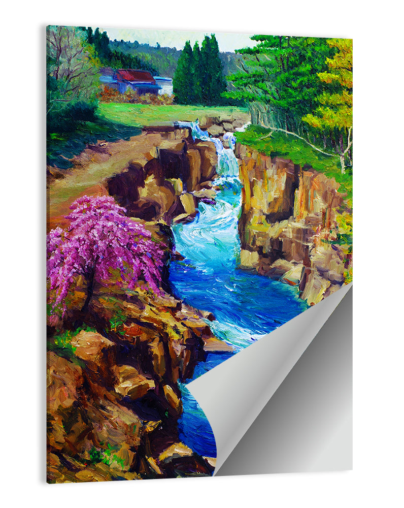 Stream Flowing Illustrtaion Wall Art