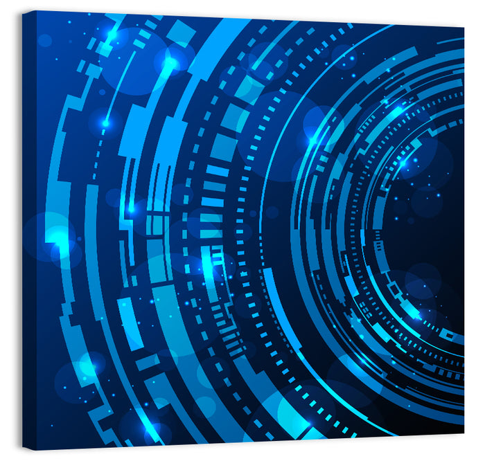 Concentric Technology Rings Wall Art as a canvas print