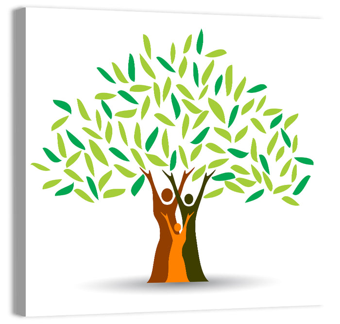 Family Tree Silhouette Illustration Wall Art as a canvas print