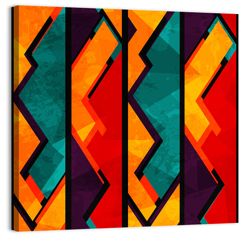 Four Panel African Geometric Pattern Wall Art, canvas print, square