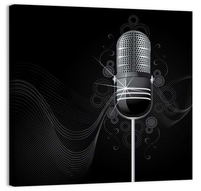 Vintage Studio Microphone Illustration Wall Art as a canvas print