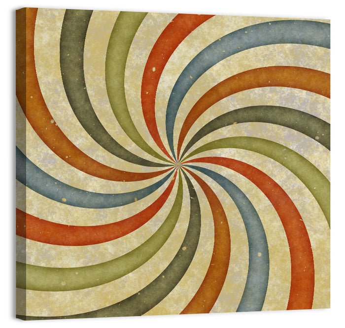 Retro Spiral Sunburst Wall Art as a canvas print