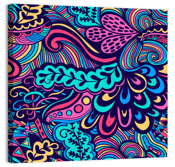 Playful Floral Seamless Pattern Wall Art as a canvas print
