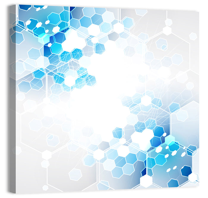 Futuristic Hexagon Network Wall Art as a canvas print