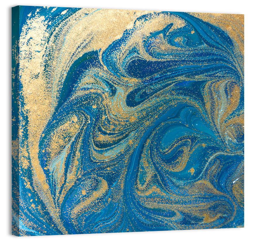 Hand Drawn Blue Marbling Texture Wall Art, canvas print, square
