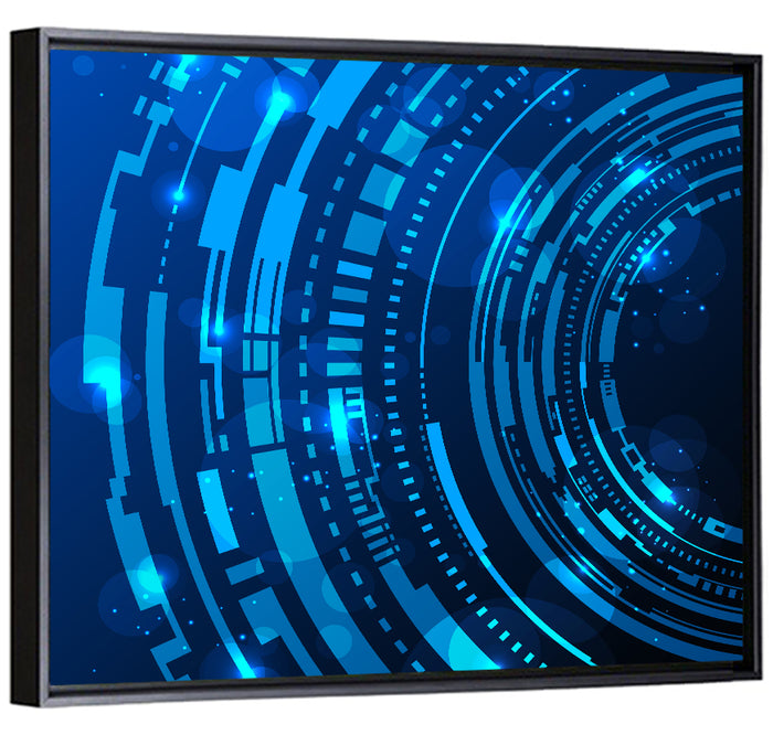 Concentric Technology Rings Wall Art as a framed canvas