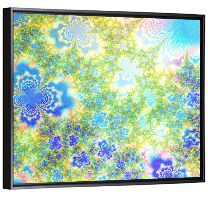 Spring Summer Fractal Bloom Wall Art as a framed canvas