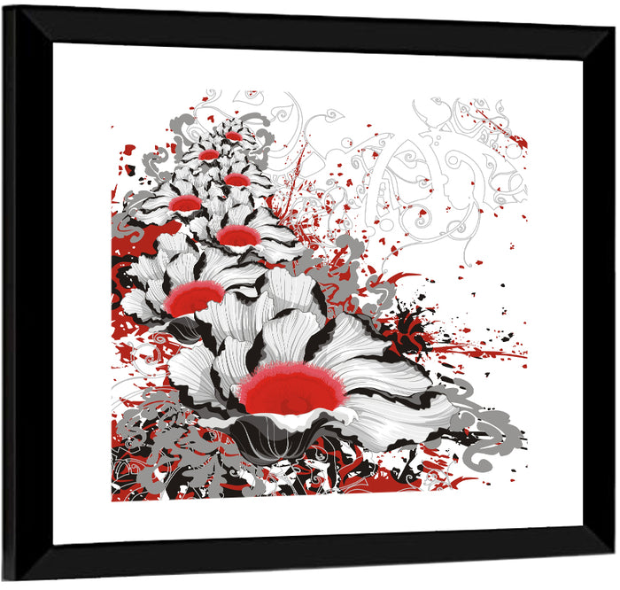 Bloody Floral Texture Wall Art as a framed print