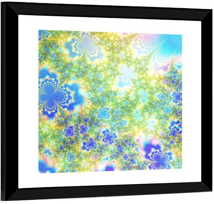 Spring Summer Fractal Bloom Wall Art as a framed print