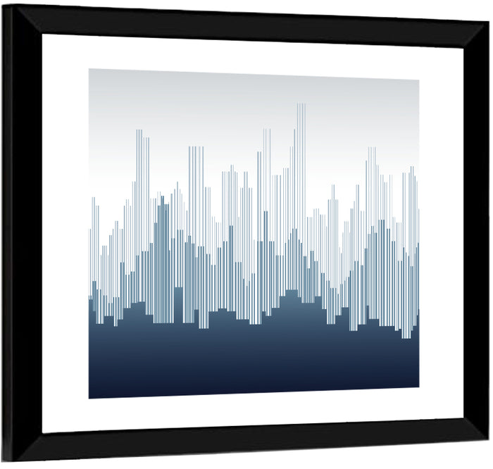 Abstract Blue City Skyline Wall Art as a framed print