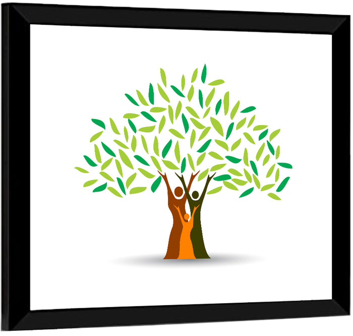 Family Tree Silhouette Illustration Wall Art as a framed print