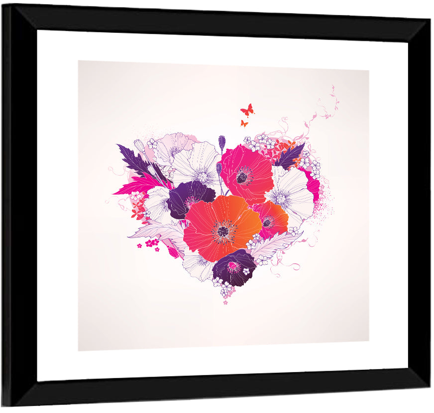 Floral Heart Abstract Wall Art