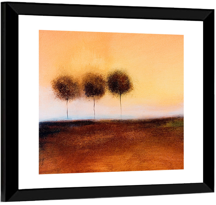 Three Trees at Dusk Wall Art as a framed print