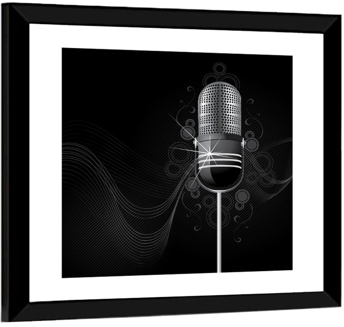 Vintage Studio Microphone Illustration Wall Art as a framed print