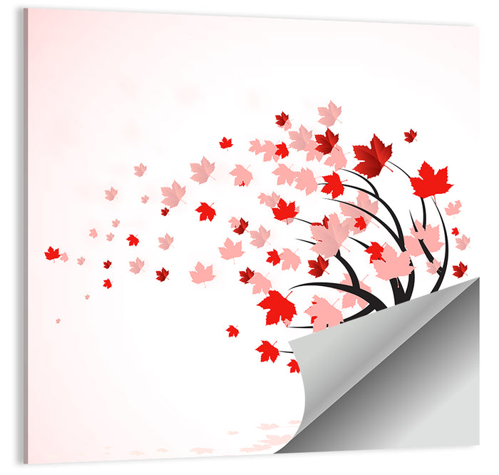 Windblown Autumn Tree Illustration Wall Art as a poster print