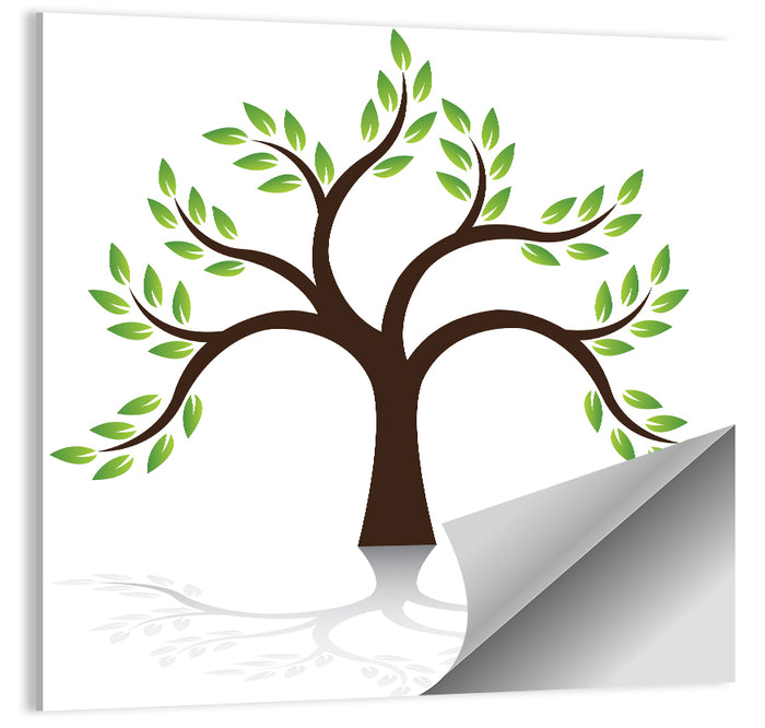 Green Tree with Reflection Illustration Wall Art as a poster print