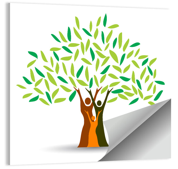 Family Tree Silhouette Illustration Wall Art as a poster print