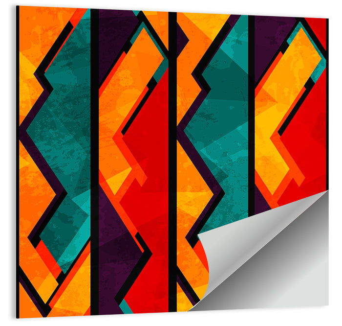 Four Panel African Geometric Pattern Wall Art as a poster print