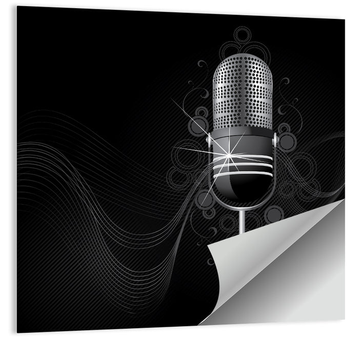 Vintage Studio Microphone Illustration Wall Art as a poster print