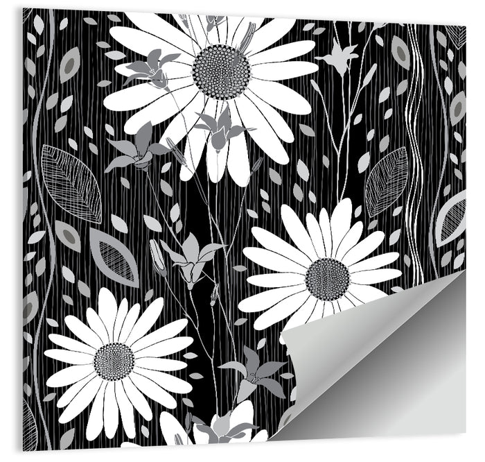 Monochrome Daisy Trio Wall Art as a poster print