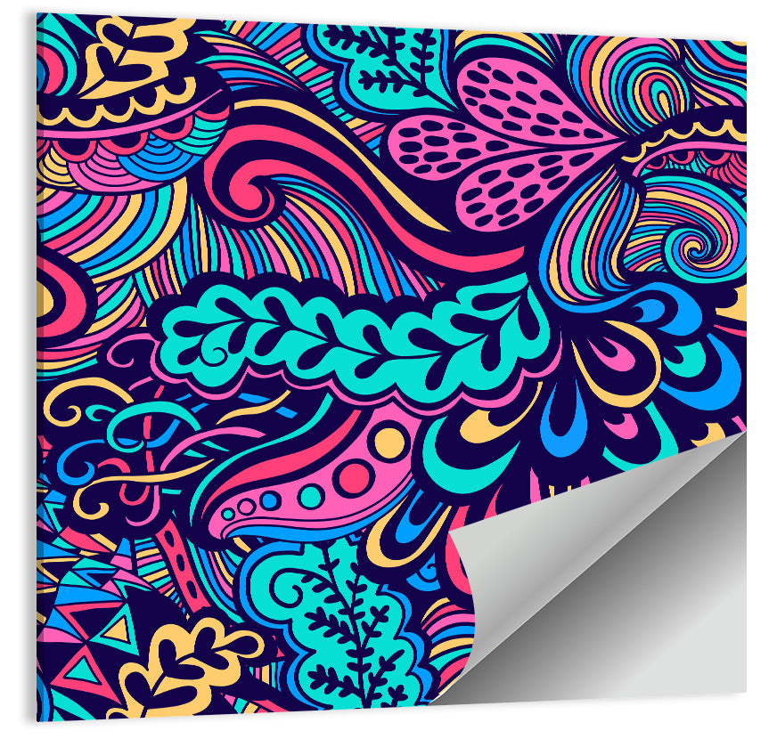 Playful Floral Seamless Pattern Wall Art, poster print, square