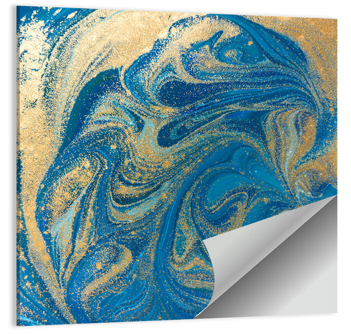 Hand Drawn Blue Marbling Texture Wall Art as a poster print