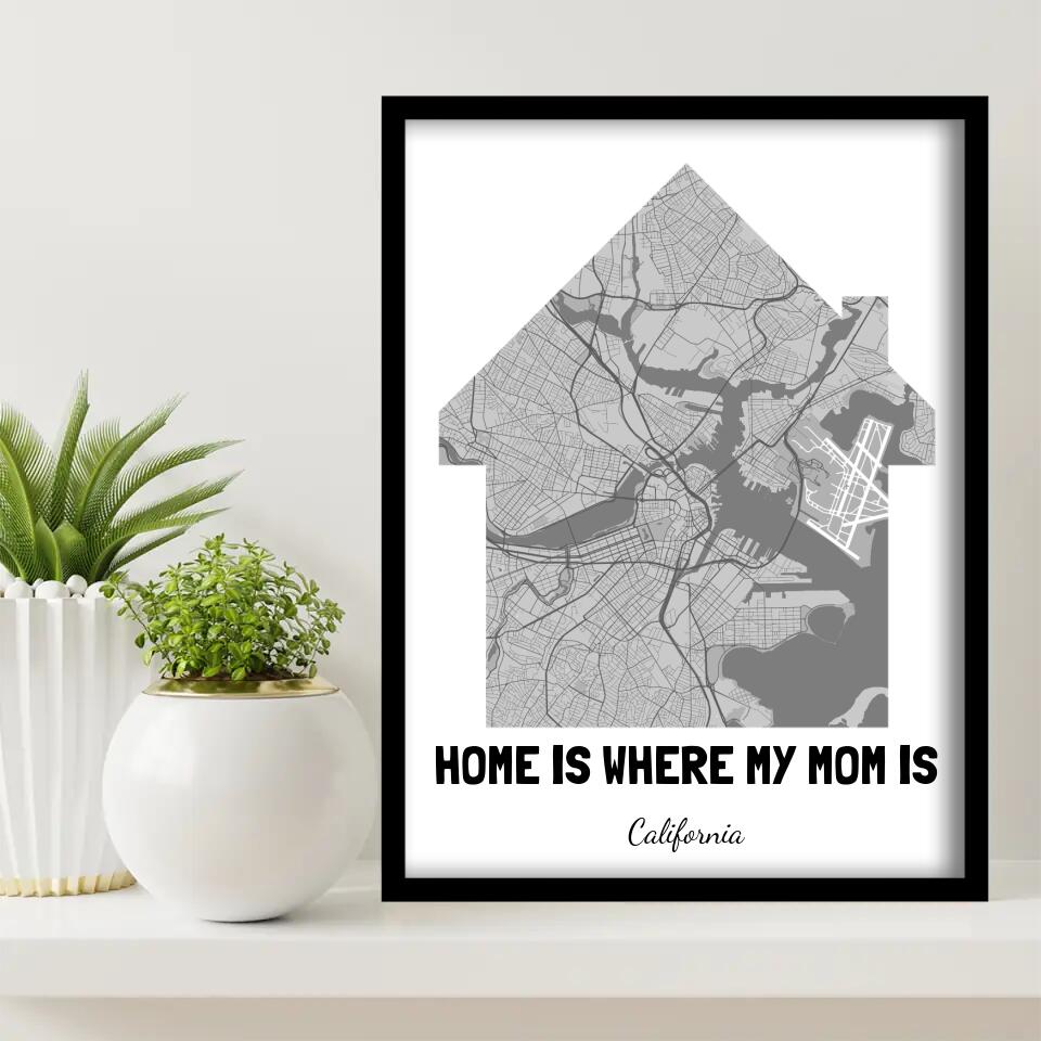 Home Map for Mom Canvas Wall Art in a room, 