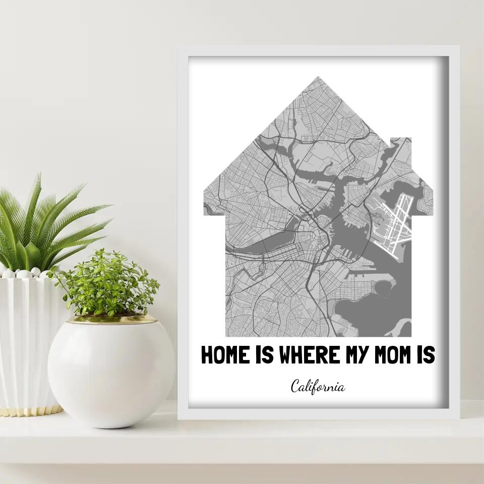 Home Map for Mom Canvas Wall Art in a room, 