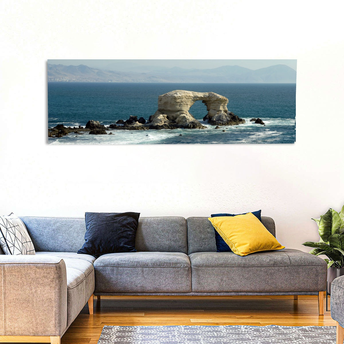 Stone Arch at Shell Beach Wall Art in a room, panoramic