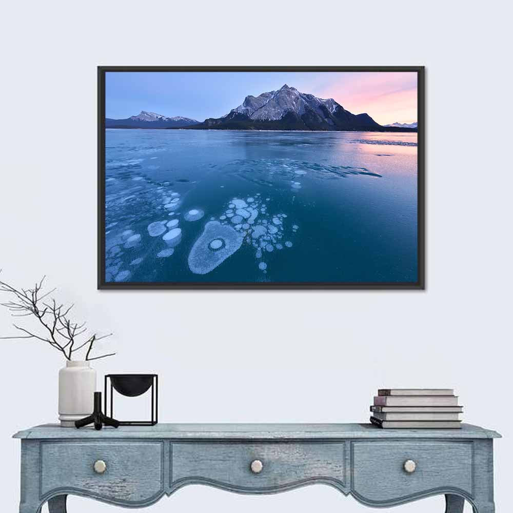 Abraham Lake Ice Bubbles Wall Art in a room, landscape