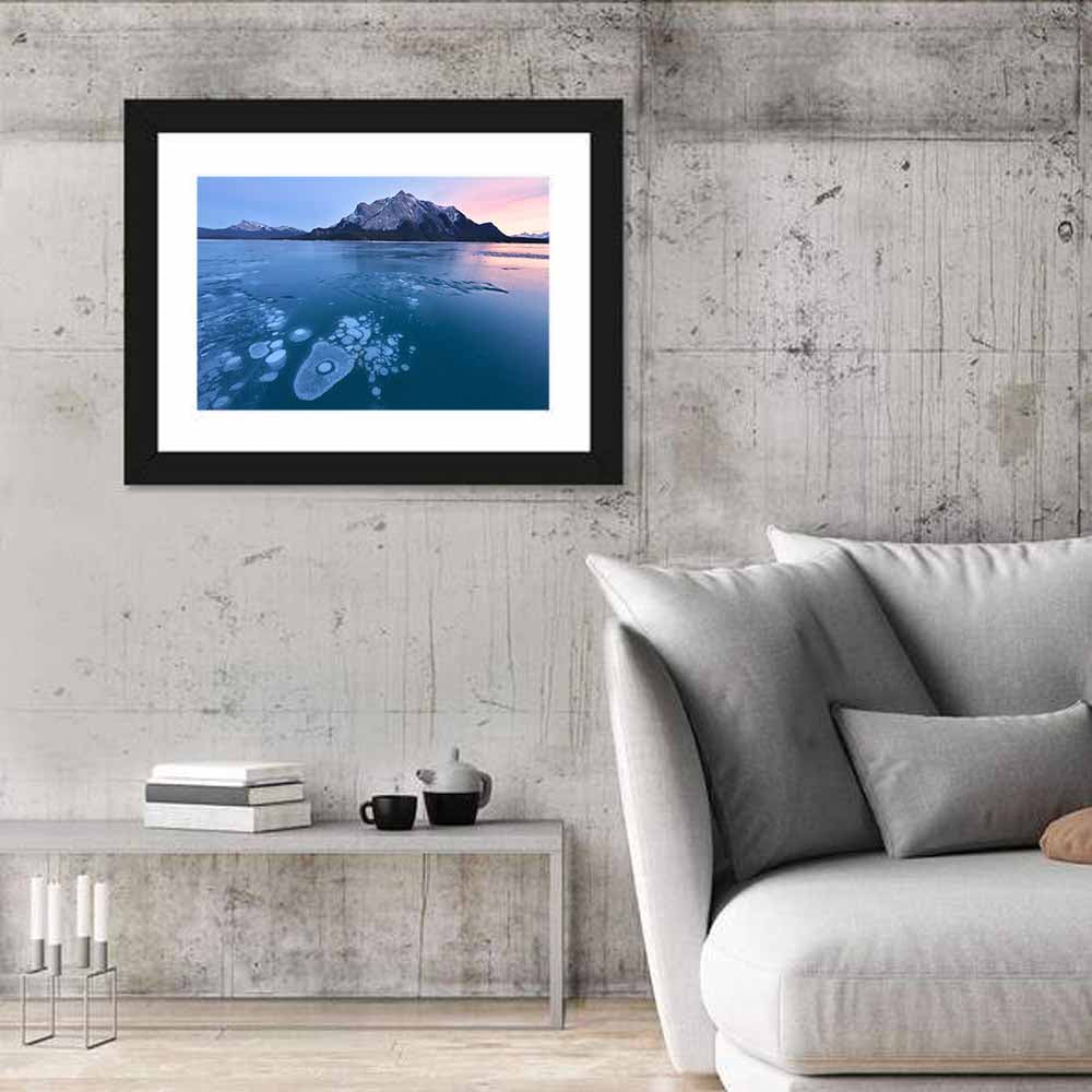 Abraham Lake Ice Bubbles Wall Art in a room, landscape
