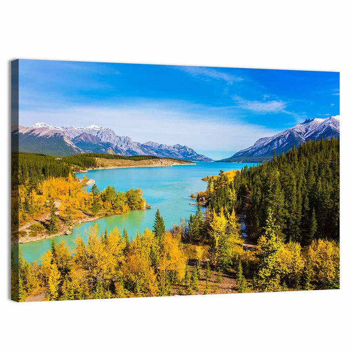 Abraham Lake Shoreline Wall Art as a canvas print