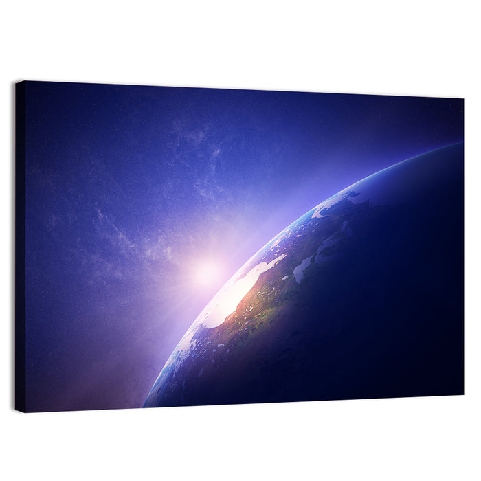 Glowing Sunrise Over North America Wall Art as a canvas print