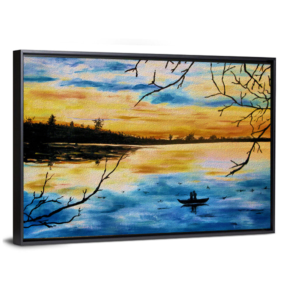 Lovers in a Boat at Sunset Wall Art