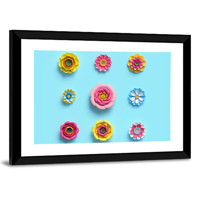 Craft Paper Flowers Wall Art as a framed print