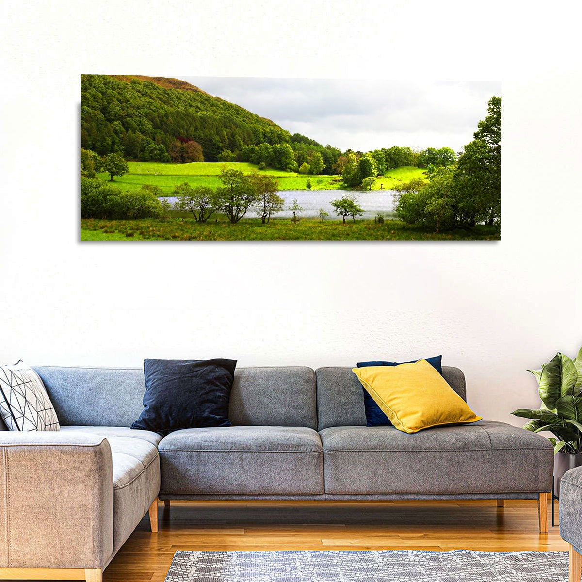 Cumbria Lake District Landscape Wall Art in a room, panoramic
