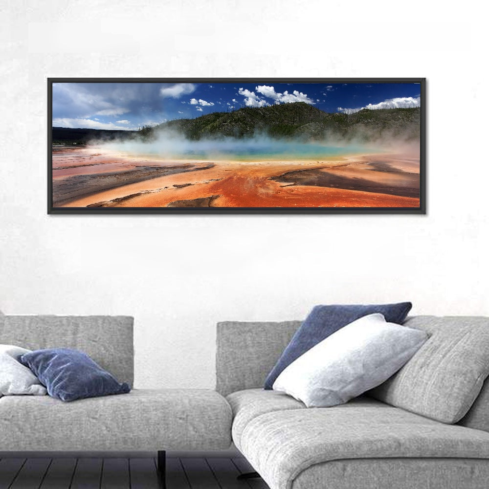 Grand Prismatic Spring, Yellowstone Wall Art in a room, panoramic