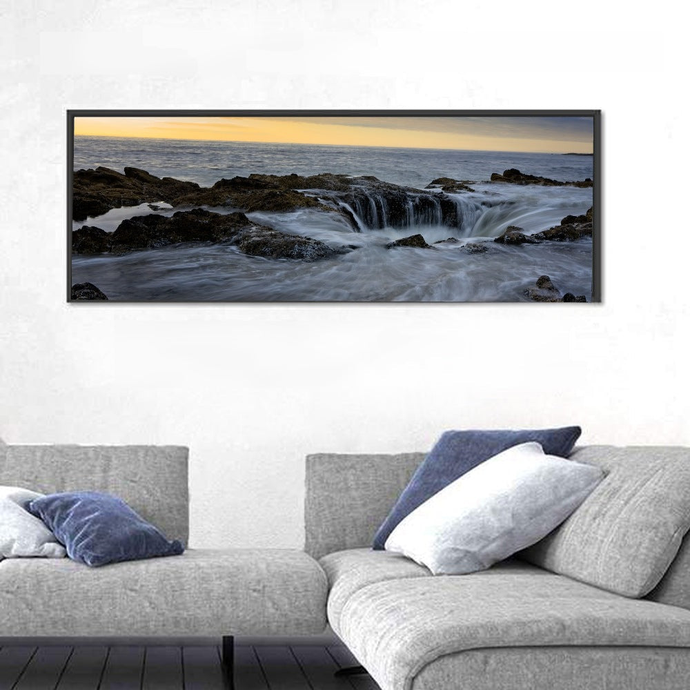 Thor's Well at Cape Perpetua Wall Art in a room, panoramic