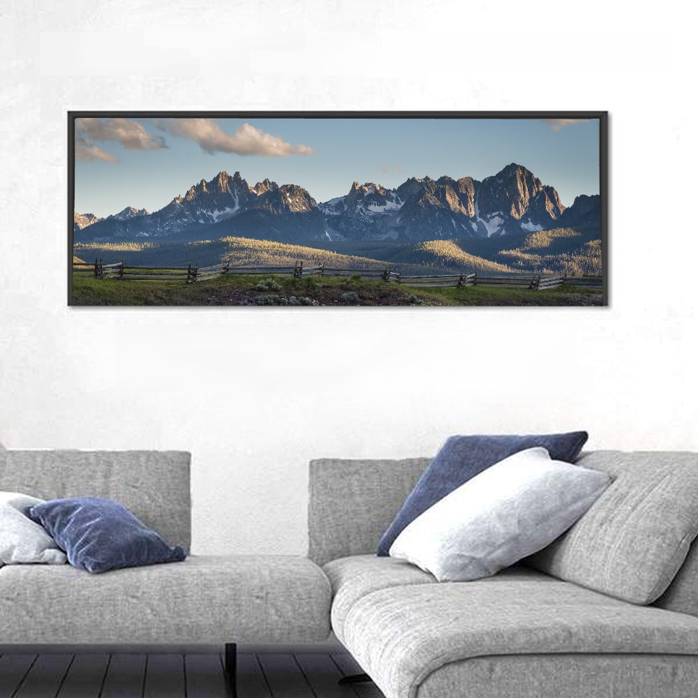 Sawtooth Mountains, Idaho Wall Art in a room, panoramic