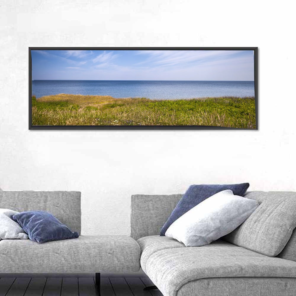 Atlantic Coastal Meadow Wall Art in a room, panoramic