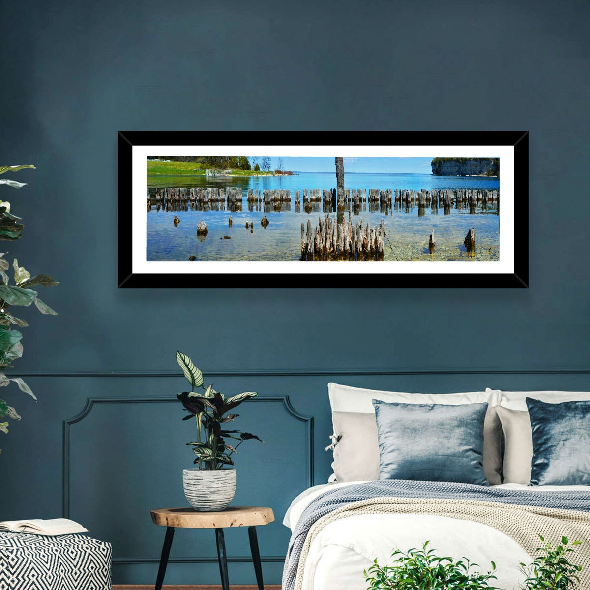 Big Bay De Noc Garden View Wall Art in a room, panoramic