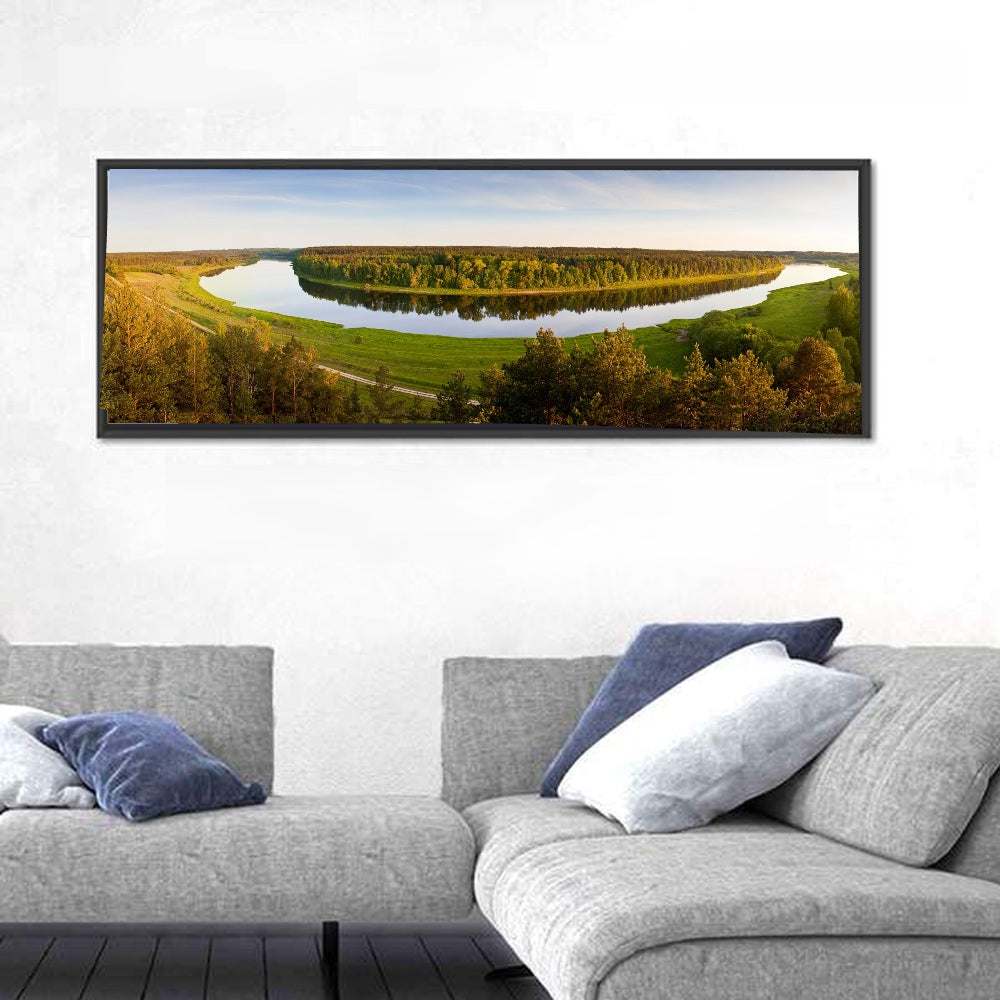 Daugava River Wall Art in a room, panoramic