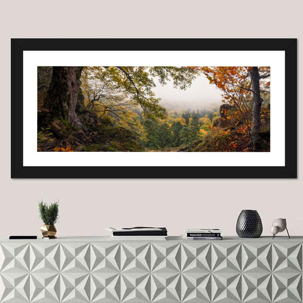 Enchanted Forest Valley Wall Art in a room, panoramic