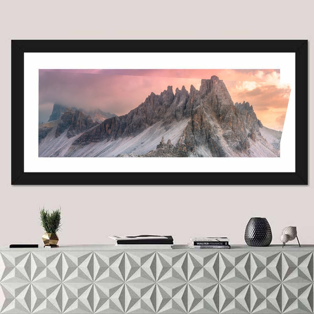 Dolomites Sunset, South Tirol Wall Art in a room, panoramic