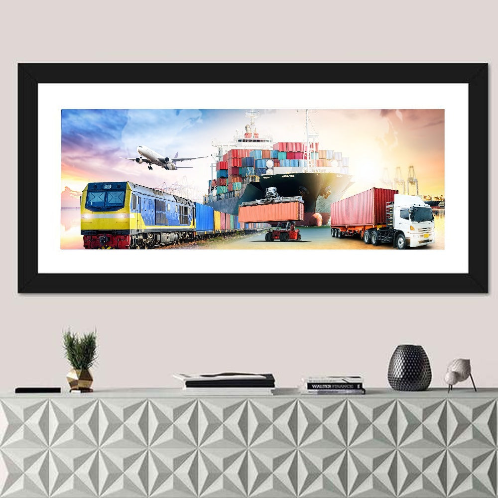 Global Logistics Concept Wall Art in a room, panoramic