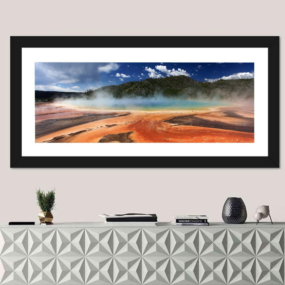 Grand Prismatic Spring, Yellowstone Wall Art in a room, panoramic