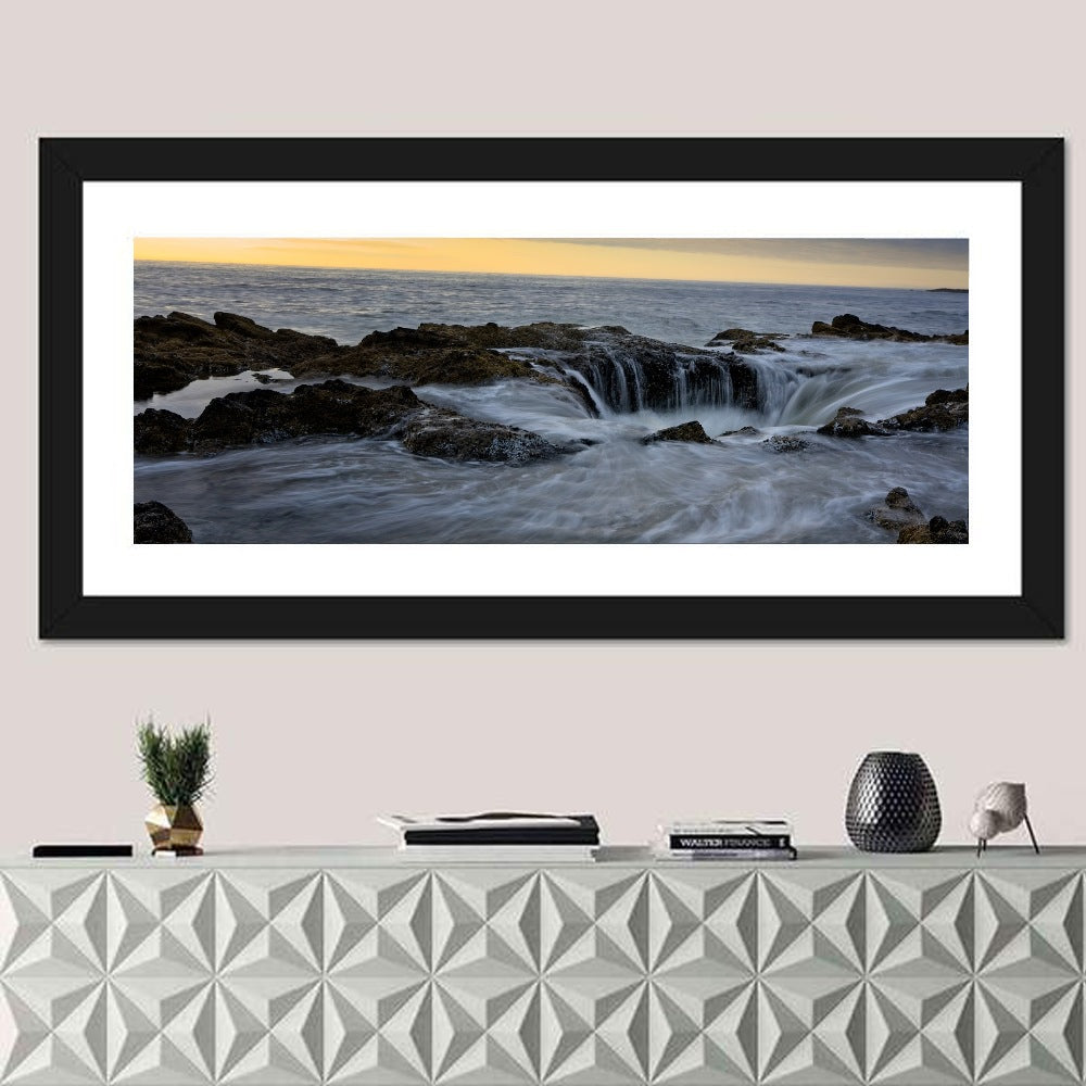Thor's Well at Cape Perpetua Wall Art in a room, panoramic