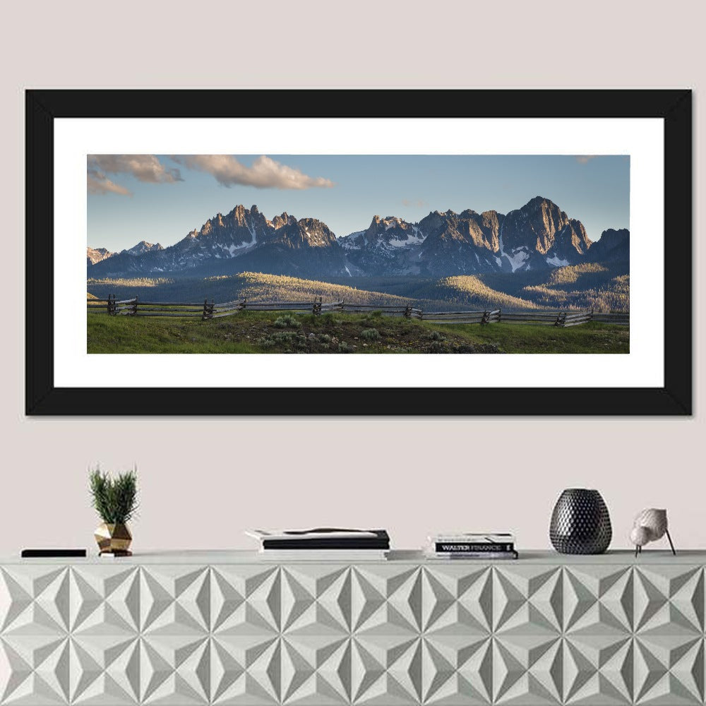 Sawtooth Mountains, Idaho Wall Art in a room, panoramic