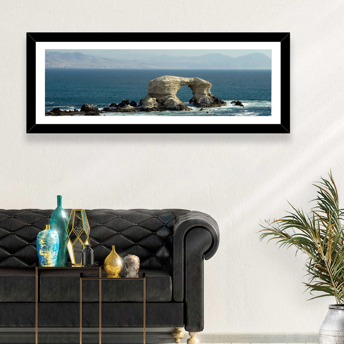 Stone Arch at Shell Beach Wall Art in a room, panoramic